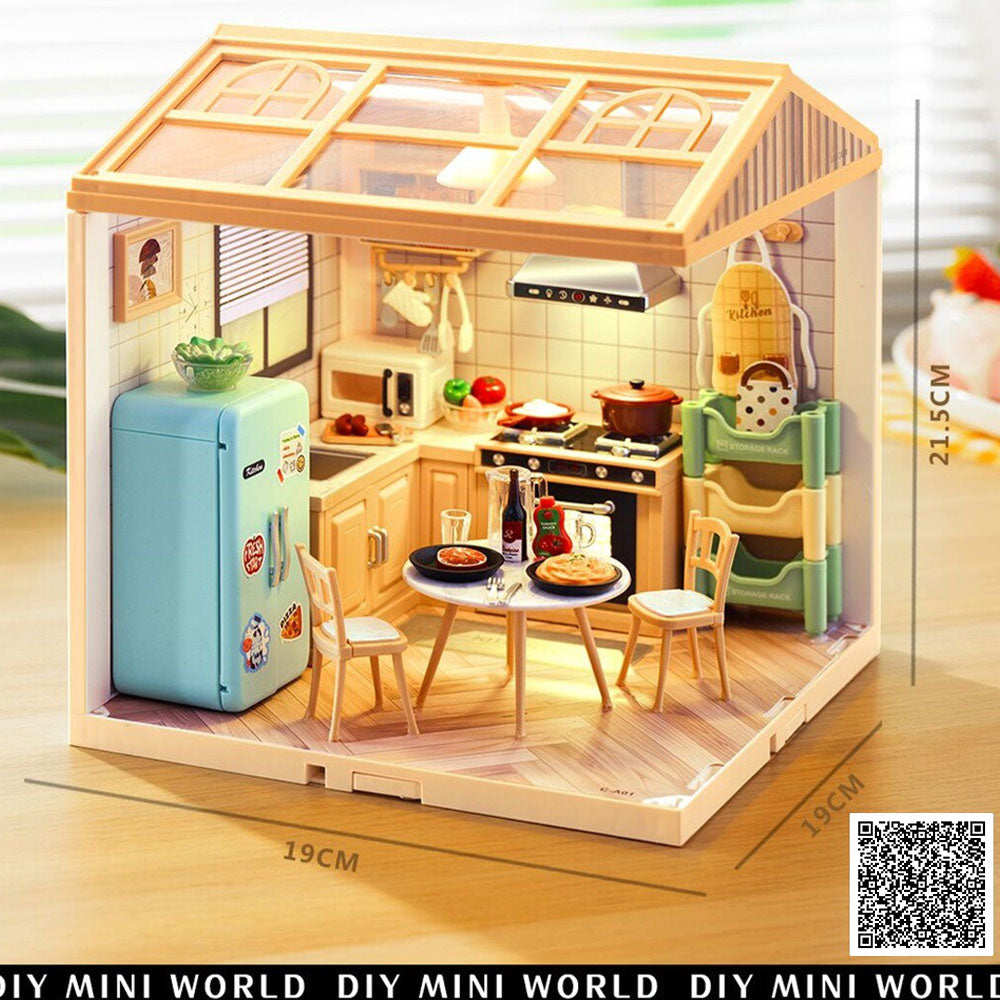 Small Town in Big City DIY Mini Kitchen – Miniature Scene Set (125 PCS)