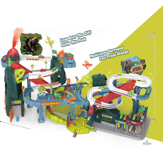 Dinosaur Urban Overpass Track & Volcano Adventure Playset – 2 in 1