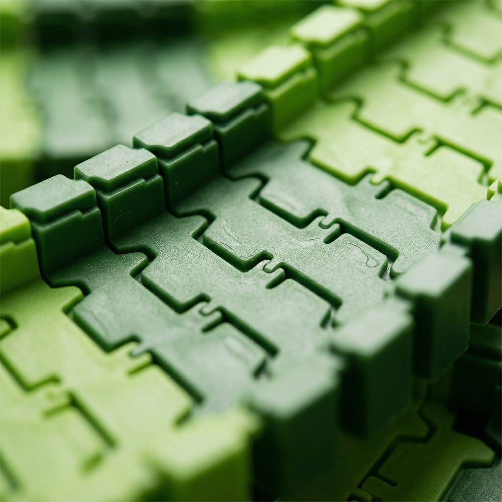 Close-up of green interlocking foam mats