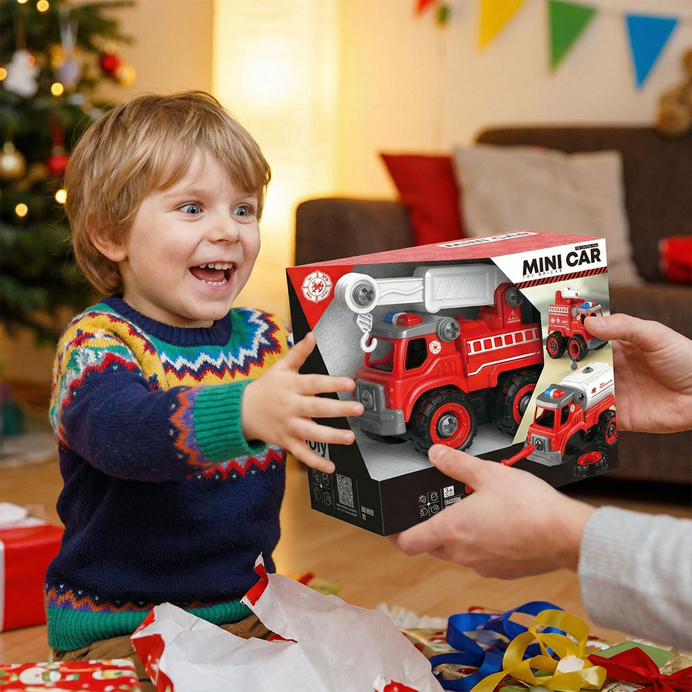 Mini car toy bricks DIY fire ladder truck assembly set 28pcs for kids 3+
