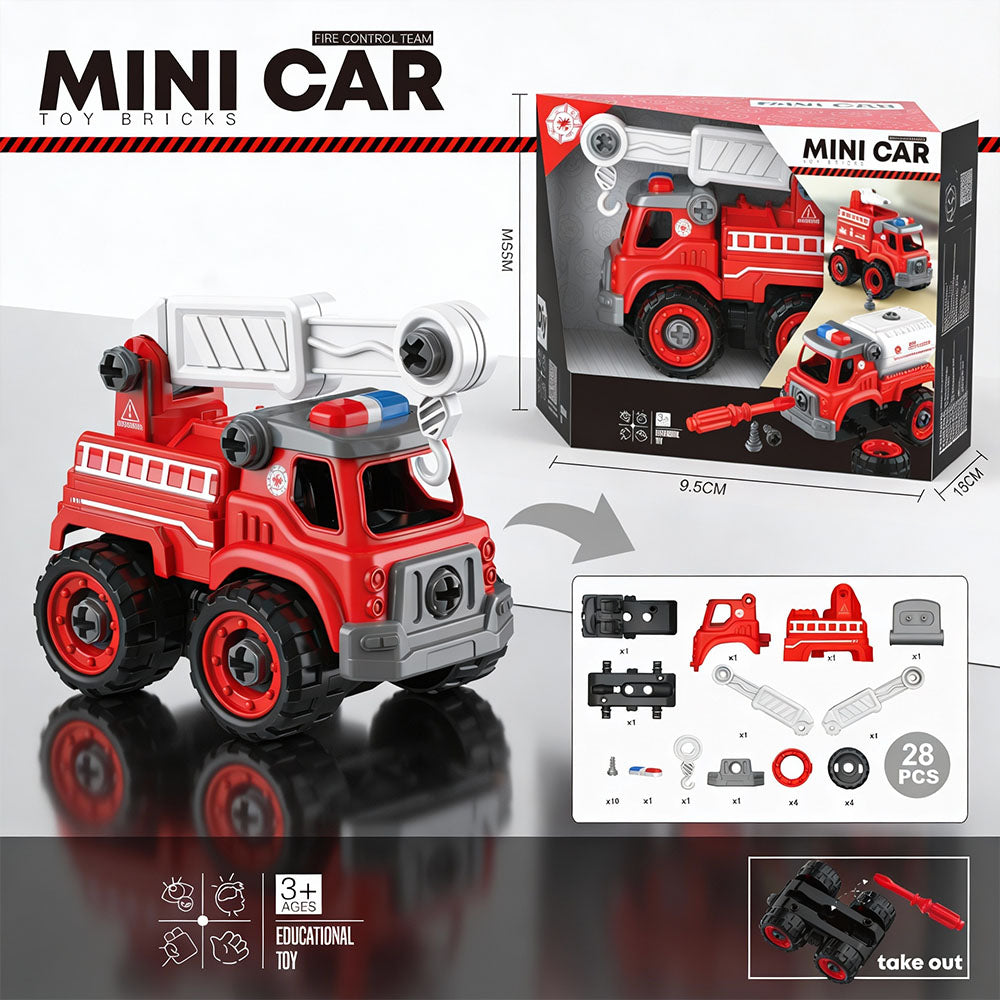Mini fire truck ladder building toy set for toddlers ages 3+