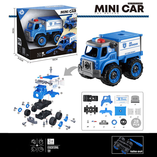 Mini Car Toy Bricks Police Truck – DIY Assemble Police Defender (28 PCS)