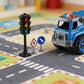 Kids police truck mini construction toy bricks set with strong wheels