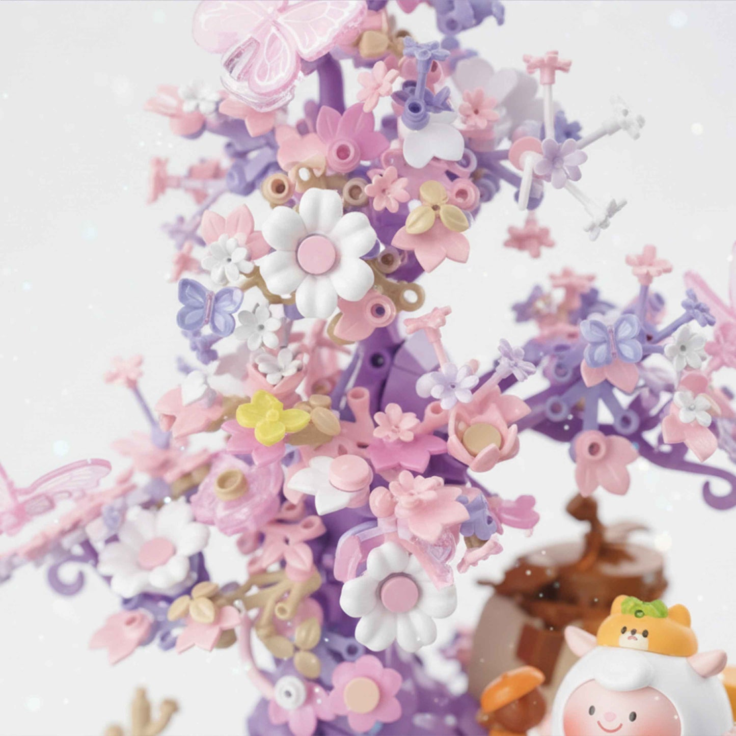 Pink Floral Tree Building Blocks Display Set with Butterflies