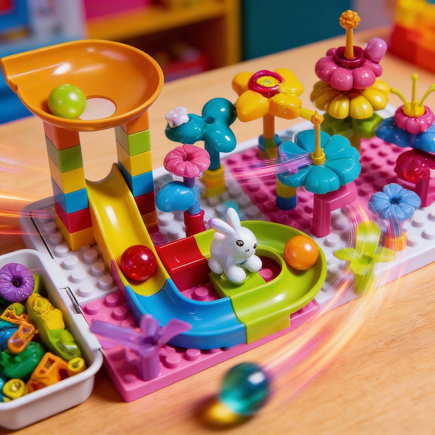 Dream Garden Building Block Table – DIY Marble Run Flower Set (89 PCS, 3+)
