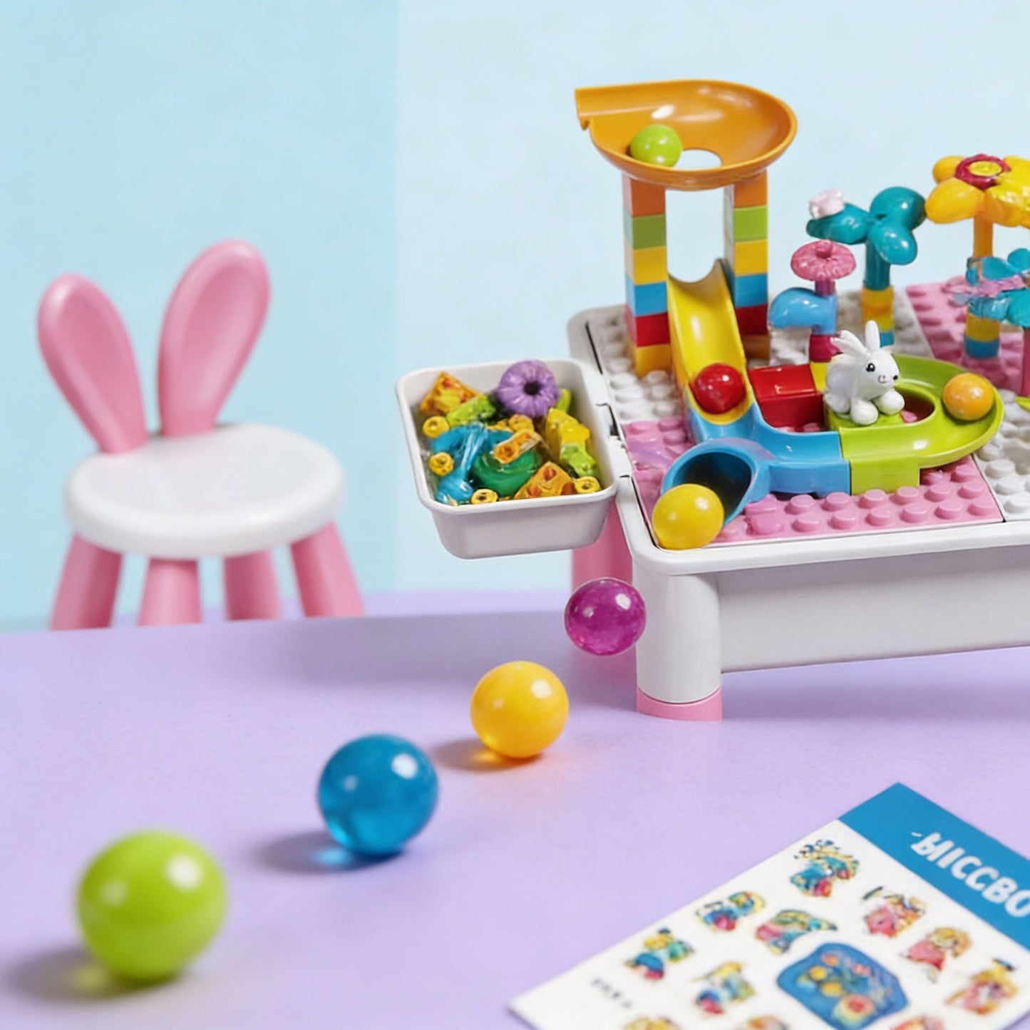 Dream Garden Building Block Table – DIY Marble Run Flower Set (89 PCS, 3+)