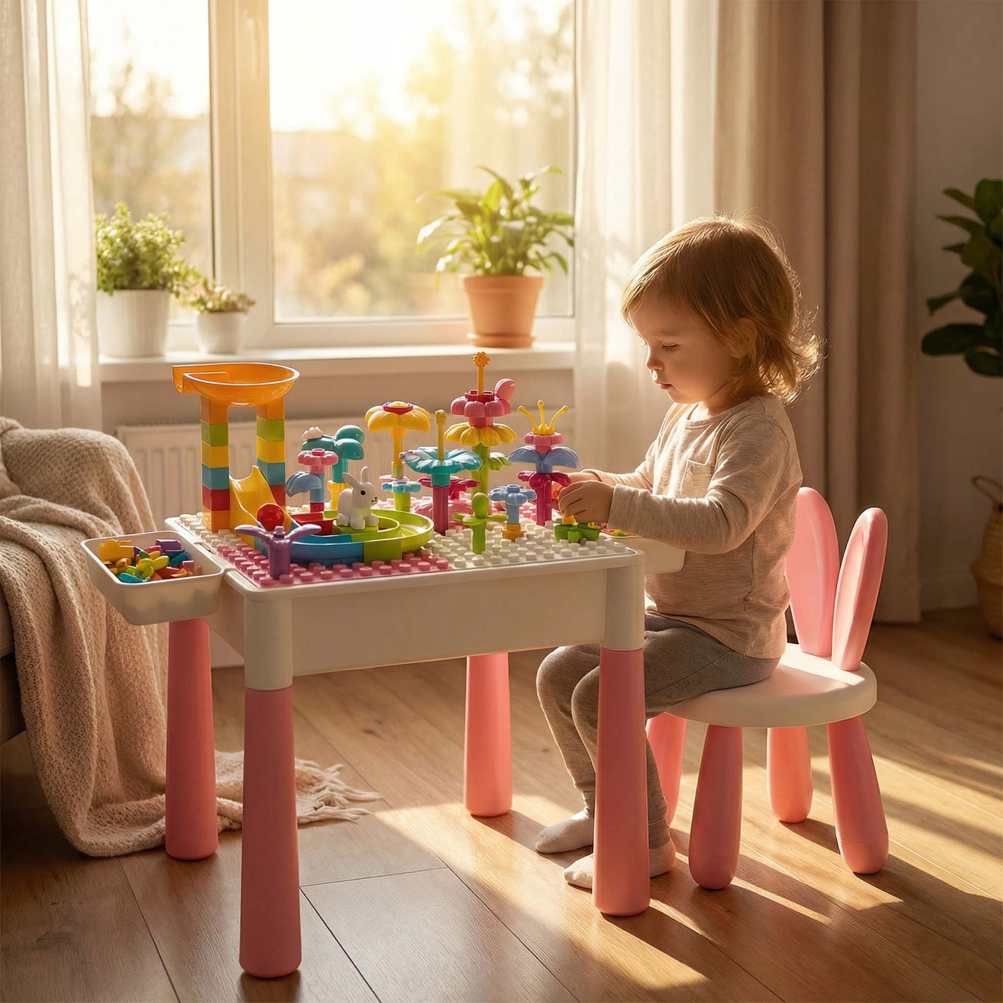 Dream Garden building block table DIY marble run flower set 89pcs for kids 3+