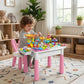 DIY flower garden marble run building blocks table set with bunny stool
