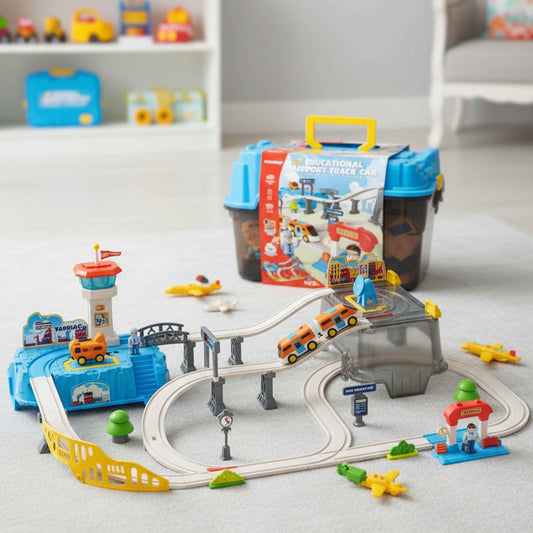 Educational Airport Track Car Toy Set in Qatar – 47 Pieces Kids Playset