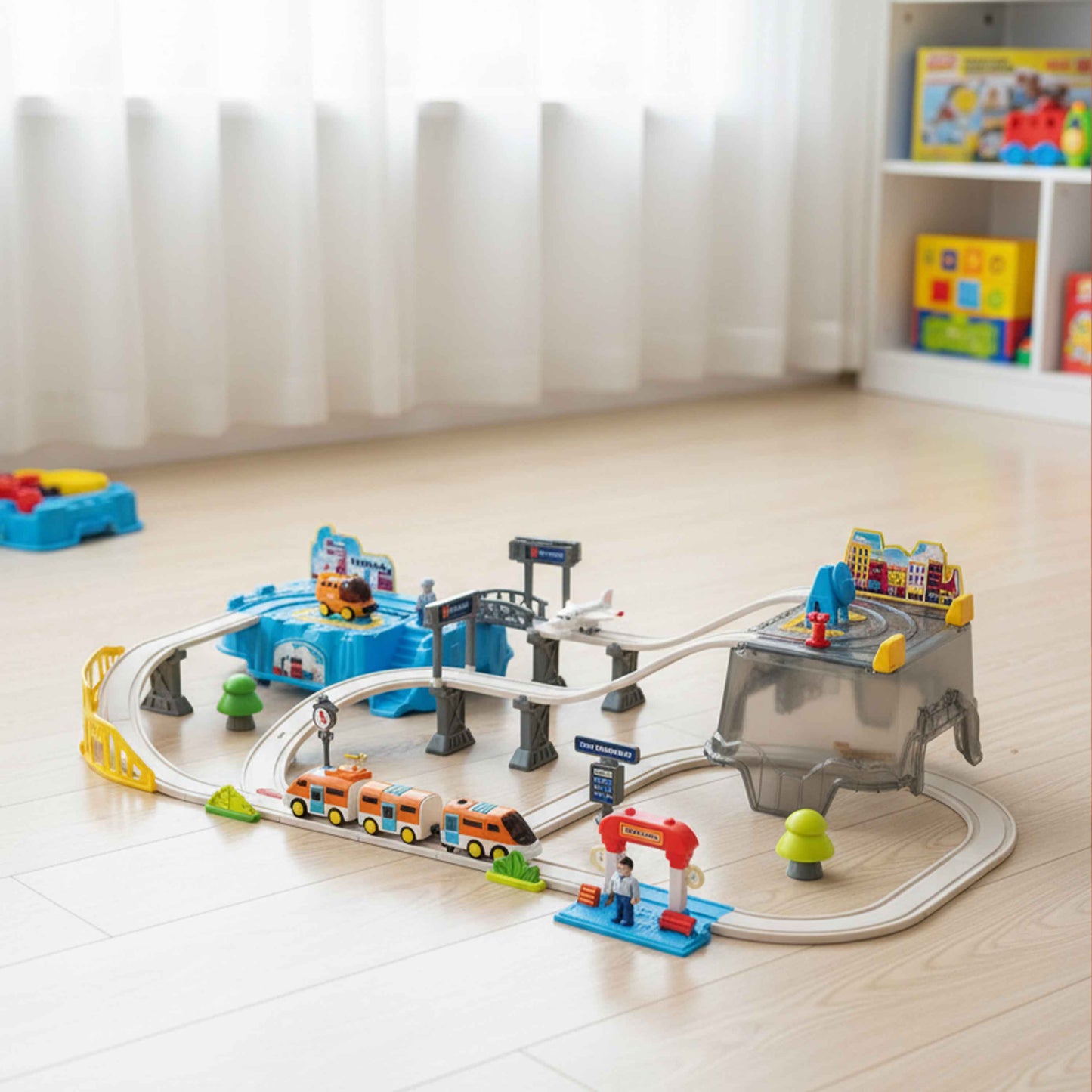 Educational Airport Track Car Toy Set in Qatar – 47 Pieces Kids Playset