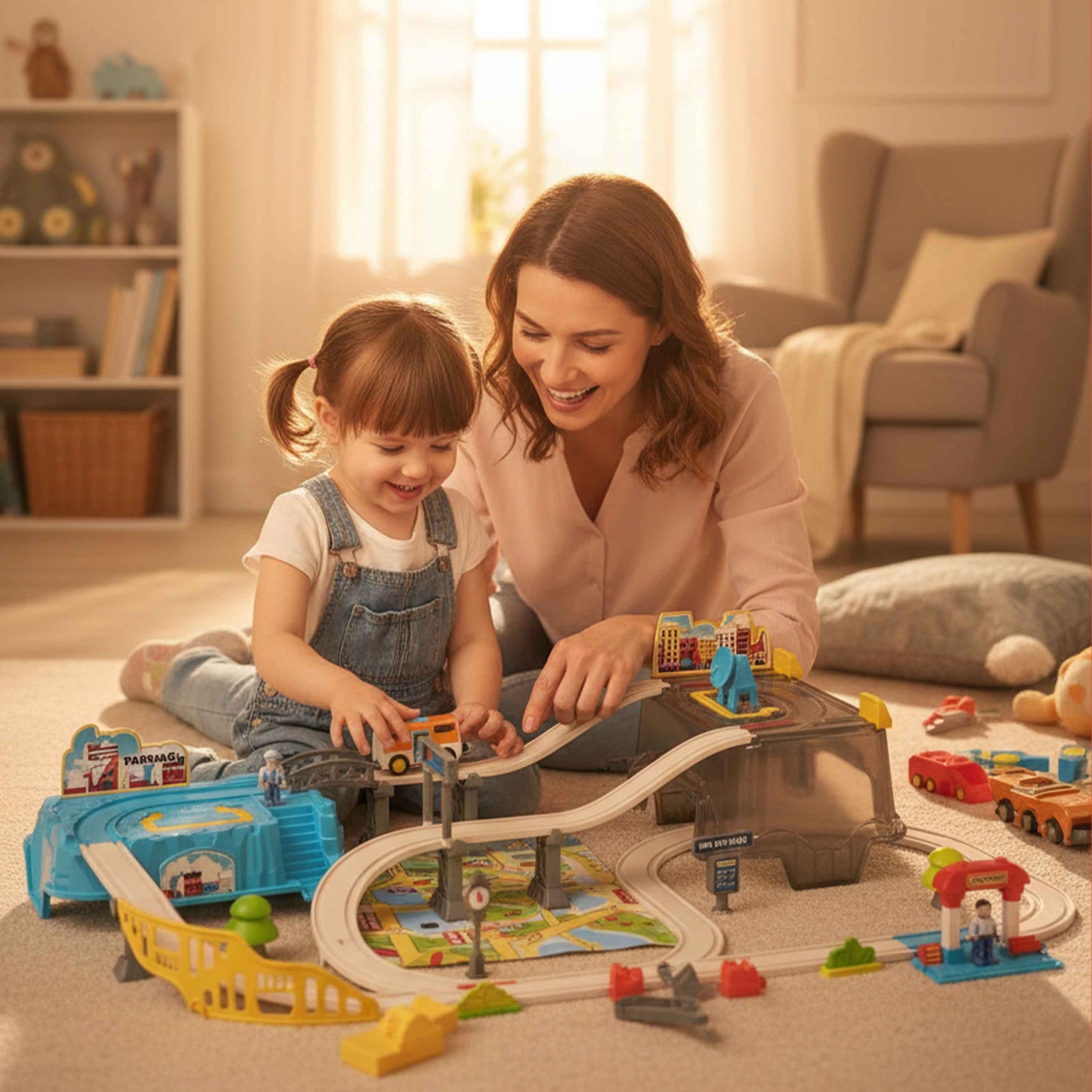 Educational Airport Track Car Toy Set in Qatar – 47 Pieces Kids Playset