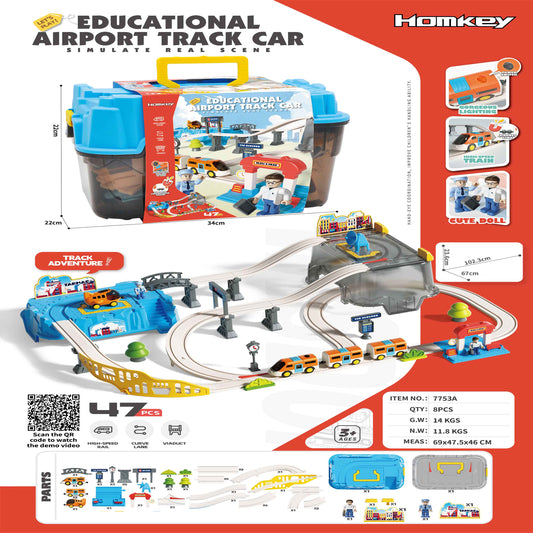 Educational Airport Track Car Toy Set in Qatar – 47 Pieces Kids Playset