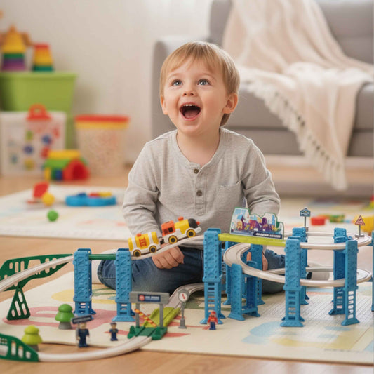 Educational Spiral Track Car Toy Set with 104 Pieces for Kids