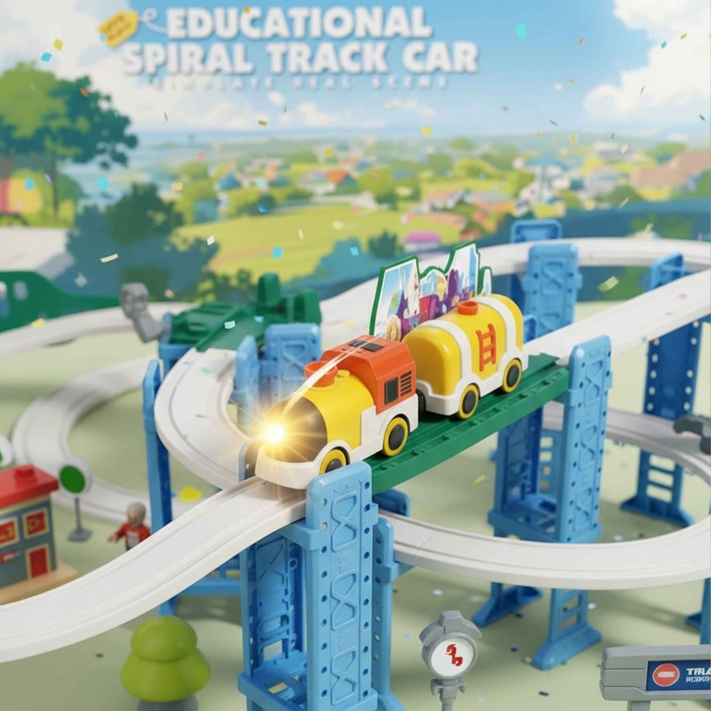 Educational Spiral Track Car Toy Set with 104 Pieces for Kids