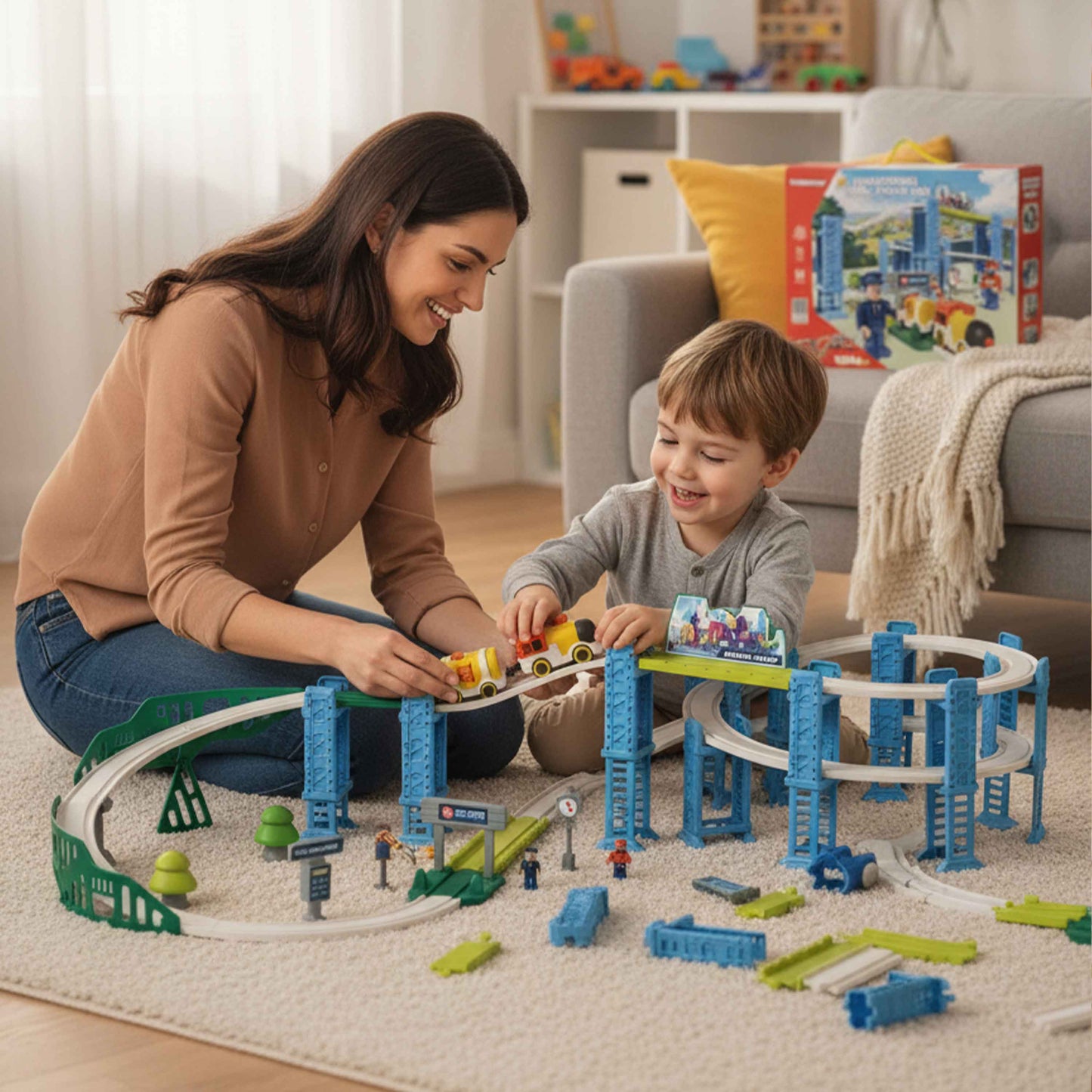 Educational Spiral Track Car Toy Set with 104 Pieces for Kids
