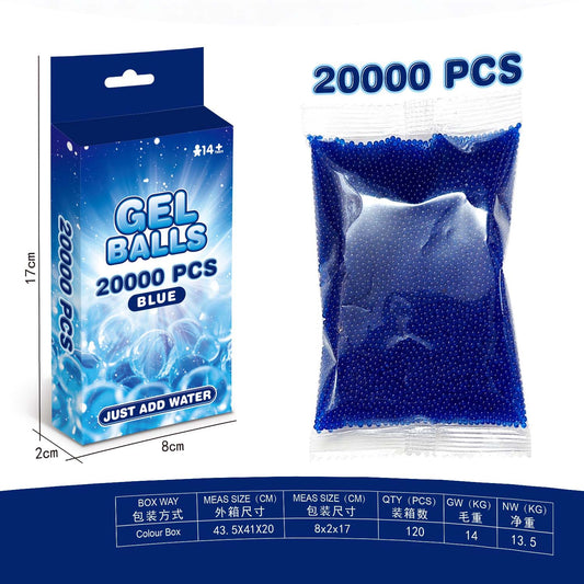 Blue gel balls 20,000 pcs water gel beads for gel blaster toys