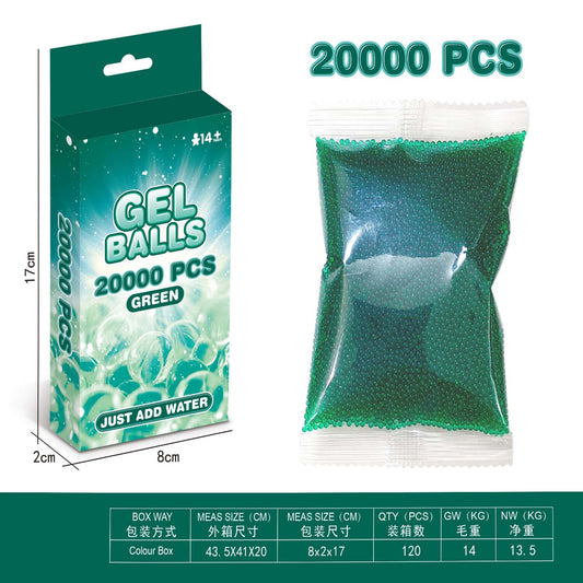 Green gel balls 20,000 pcs water gel beads for gel blaster toys