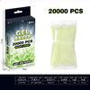 Packaging of 20,000 gel balls with night light feature and a clear bag of gel balls.