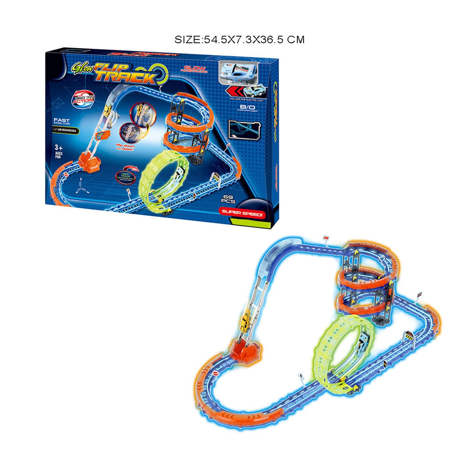 Glow Flip Track electric car race set for kids in Qatar