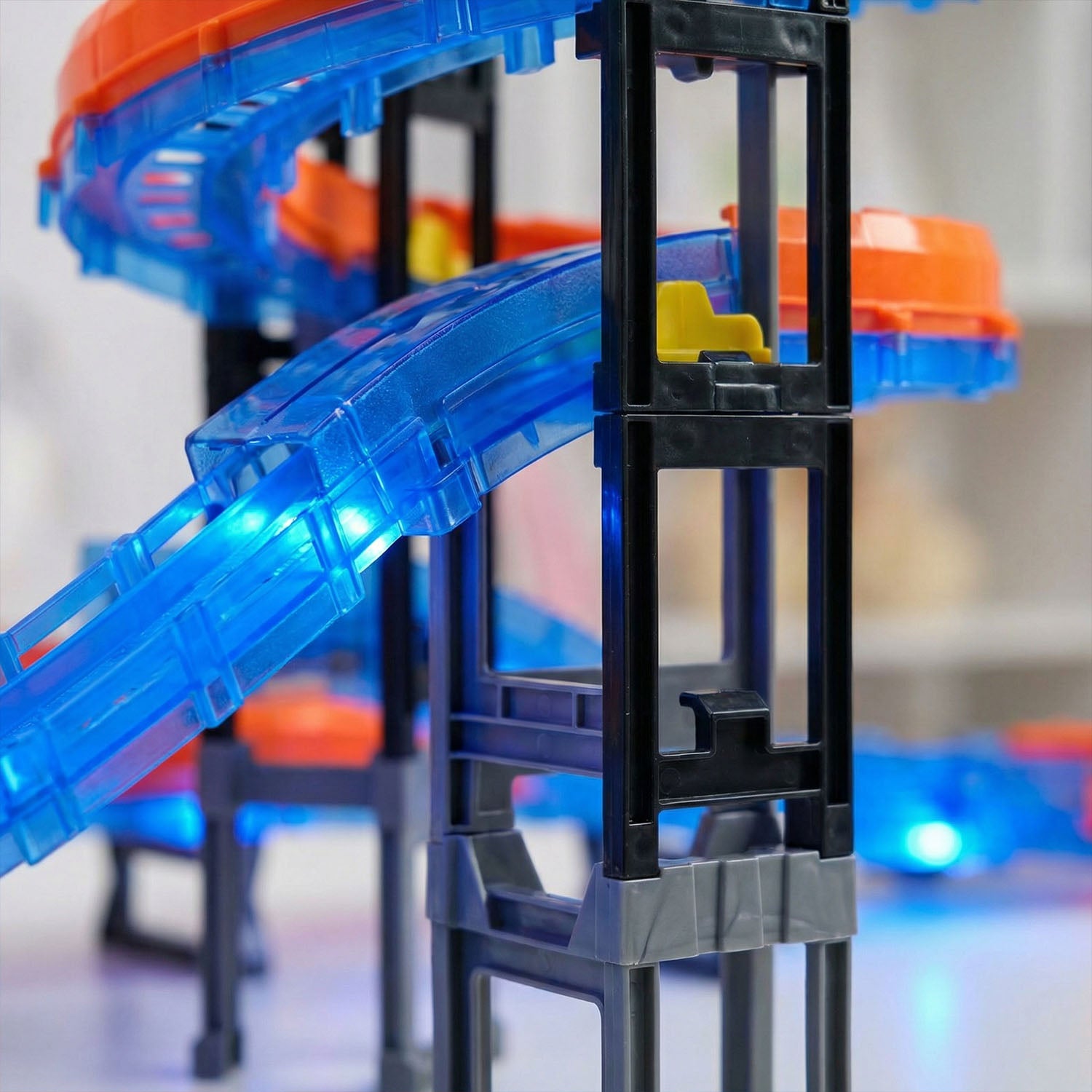 Kids glow race track with loops and ramps
