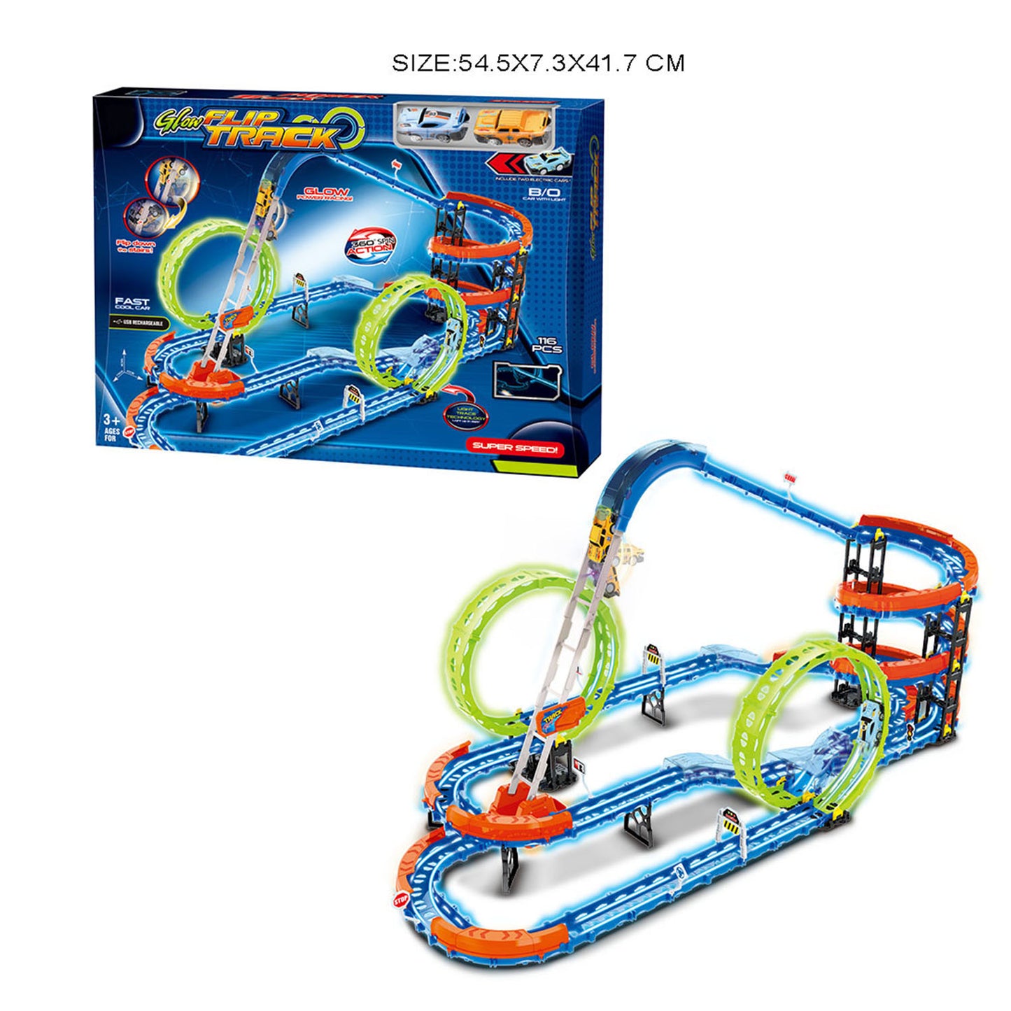 Glow Flip Track Loop Race Set with electric cars for kids in Qatar