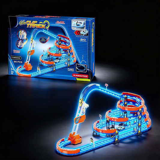 Electric car spiral racing track set