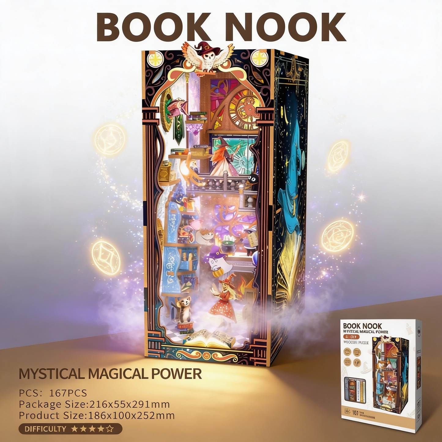 lighted book nook wooden puzzle kit for teens and adults 14 plus