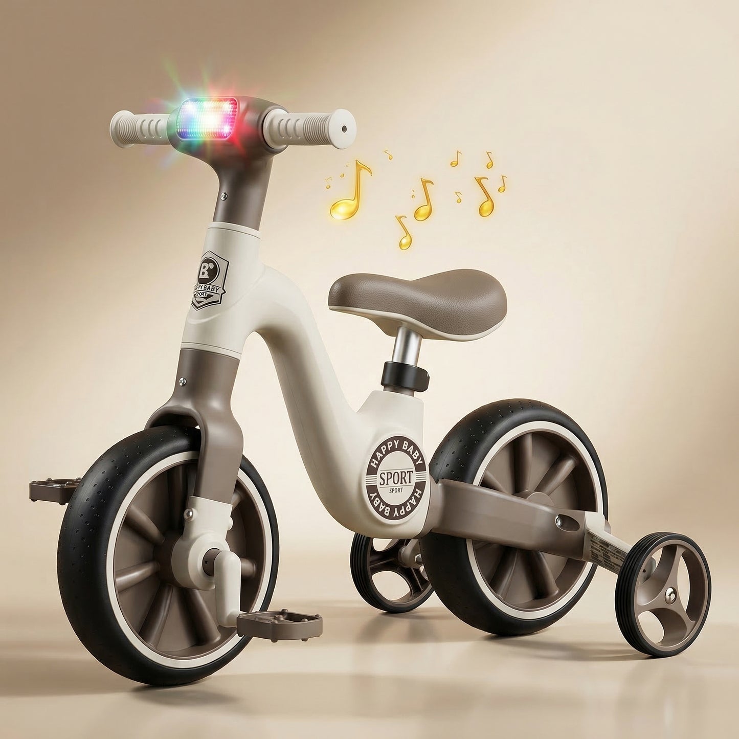 Kids Balance Bike with Training Wheels – Toddler Pedal Bike with Lights & Music