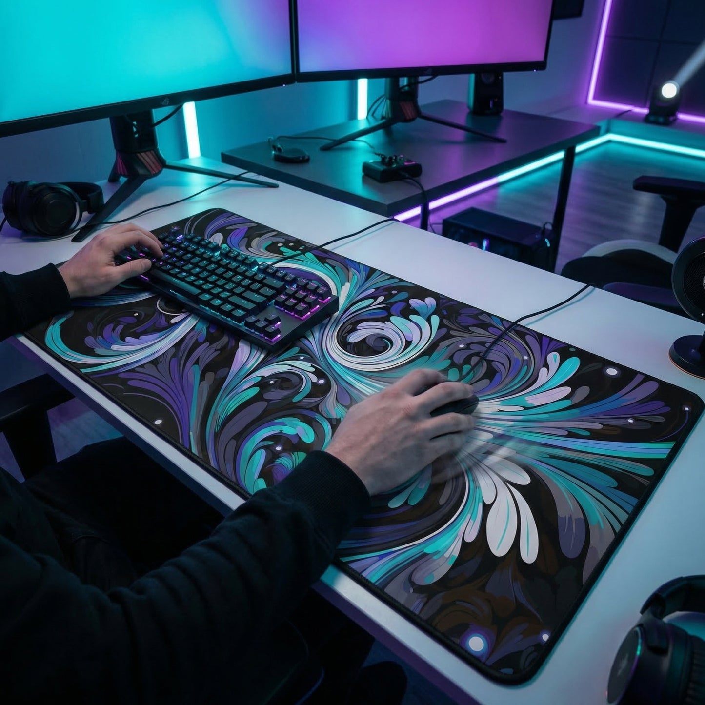 MAZE Spirals B Extended Gaming Desk Mat