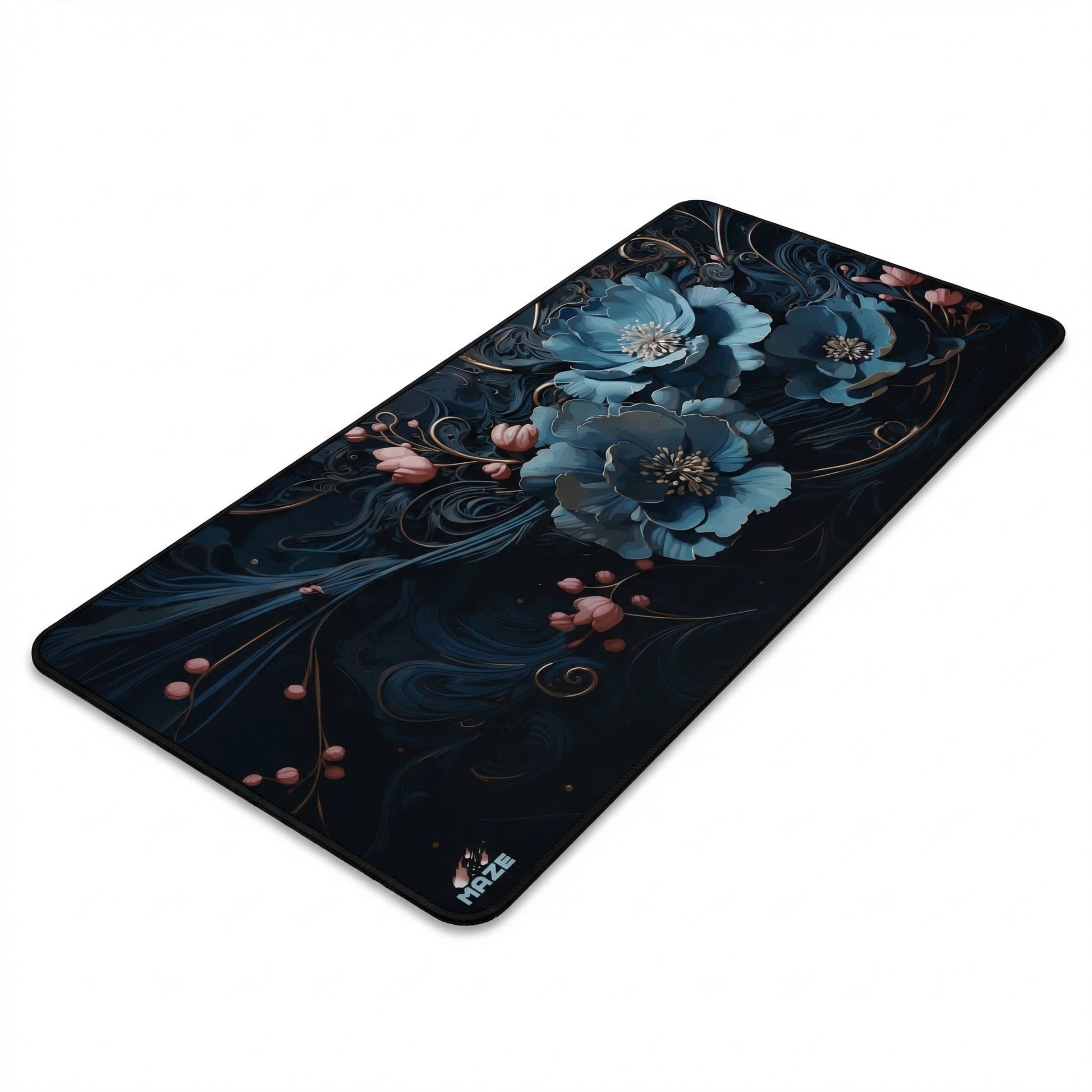 MAZE Light Series Floral-CLB 2XL extended gaming desk mat blue floral design