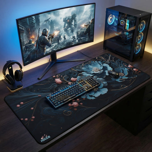 MAZE Light Series Floral-CLB 2XL extended gaming desk mat blue floral design