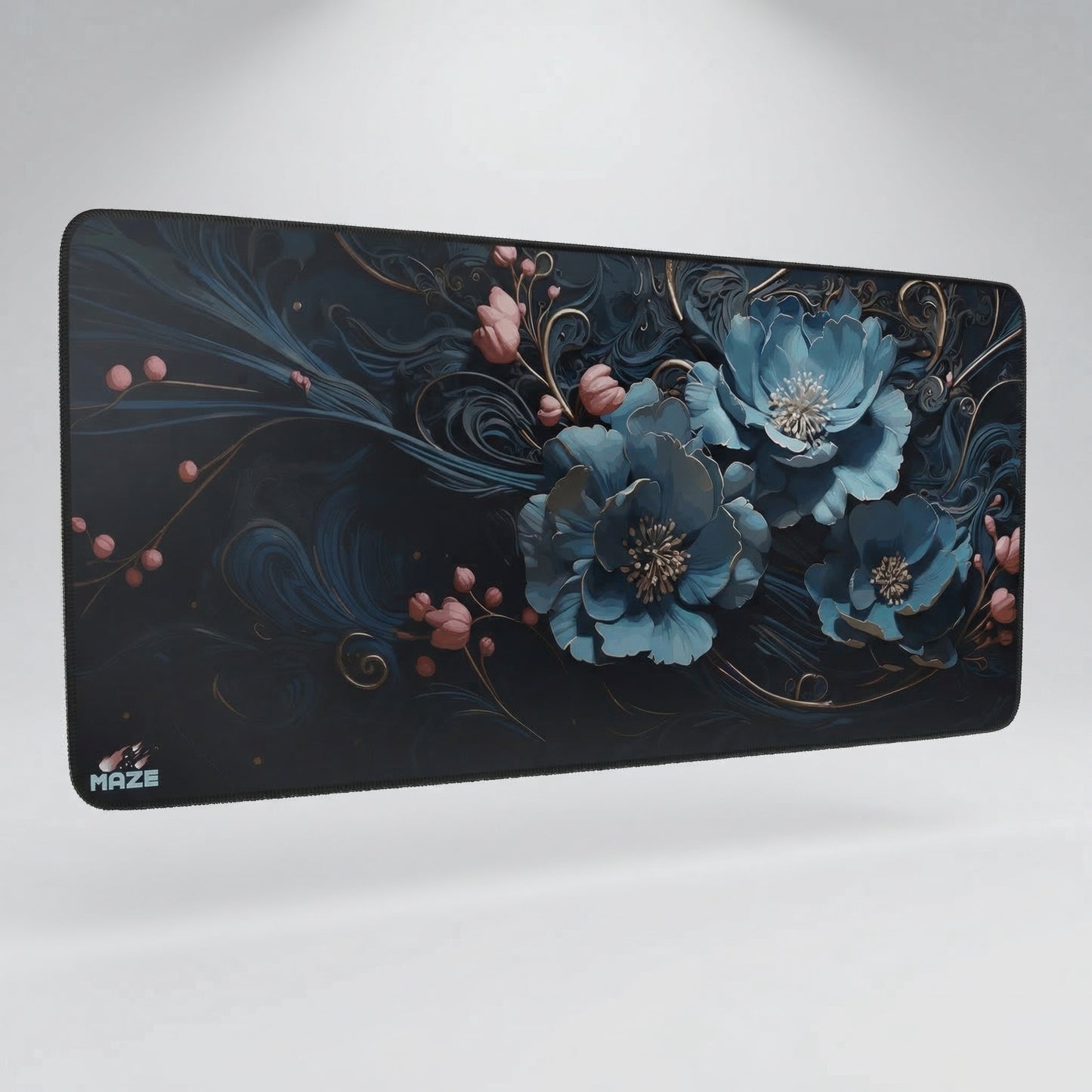 MAZE Light Series Floral-CLB 2XL extended gaming desk mat blue floral design