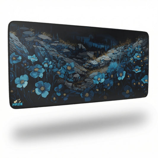 MAZE Light Series– Arcane Blue Floral 2XL Extended Gaming Desk Mat