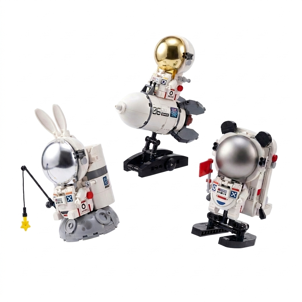 Sluban Pleyerid Astronaut Creative Life Bricks – Space Figure Desk Accessories (Display Set)
