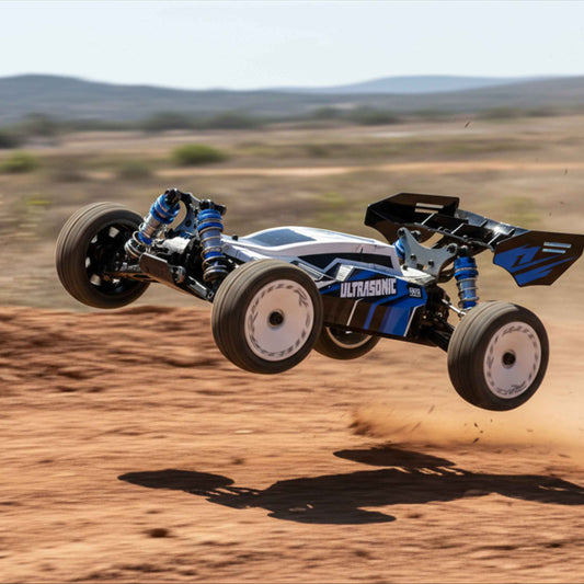 High Speed 1:14 RC Buggy Car 60+ km/h – Ultrasonic Off-Road Racing Remote Control (Blue/White)