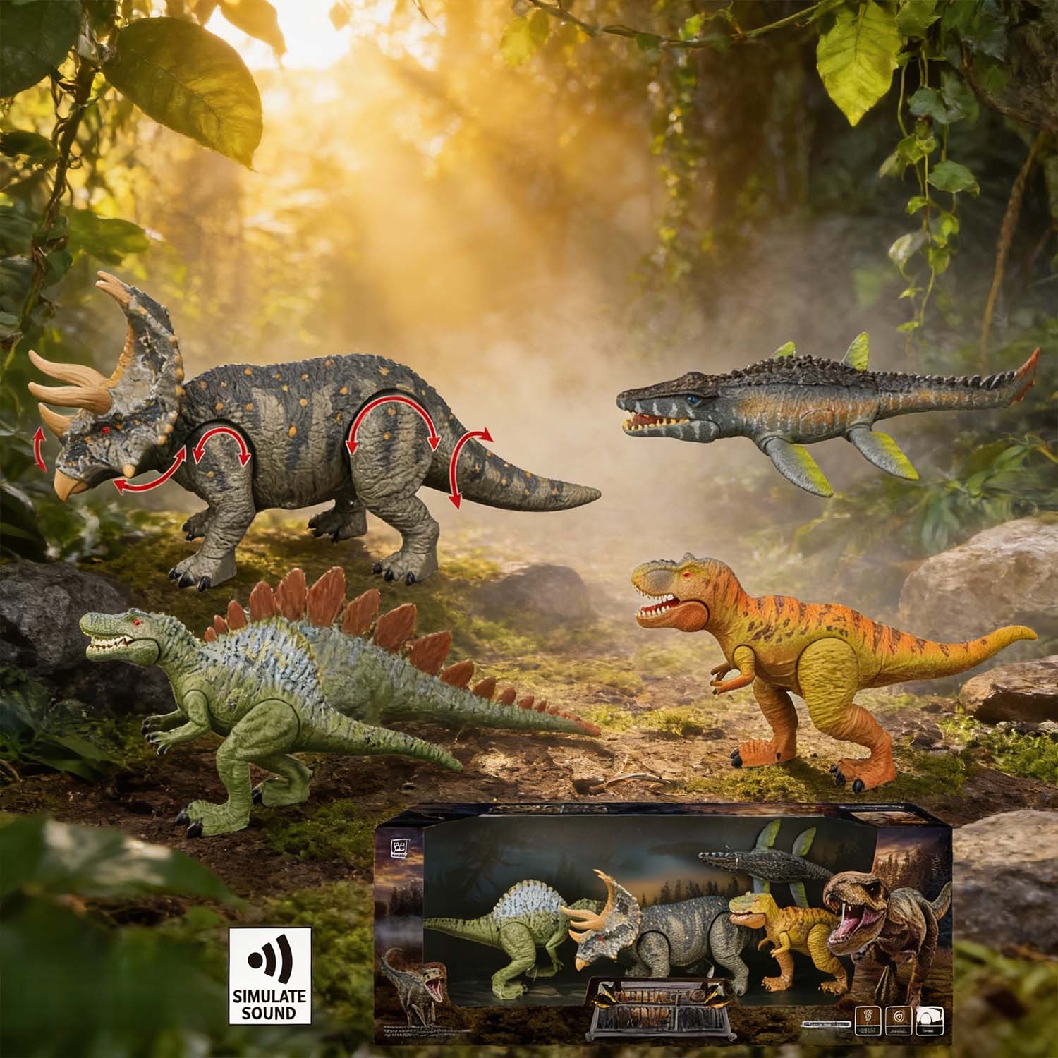 Mosasaurus dinosaur toy with sound