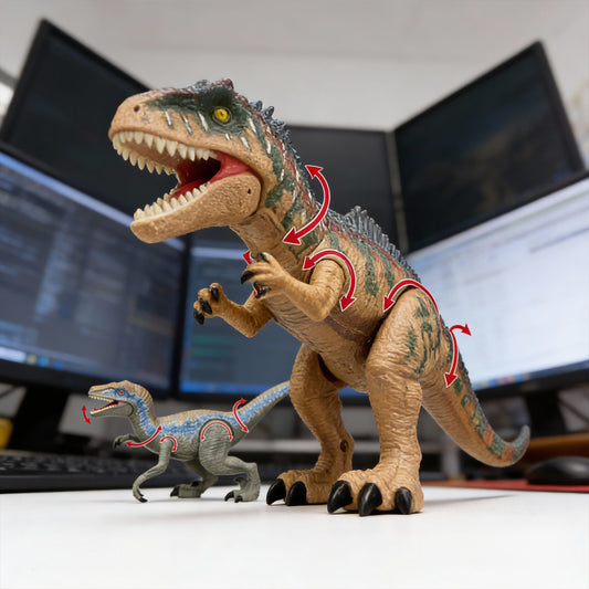 Velociraptor dinosaur toy with movable joints