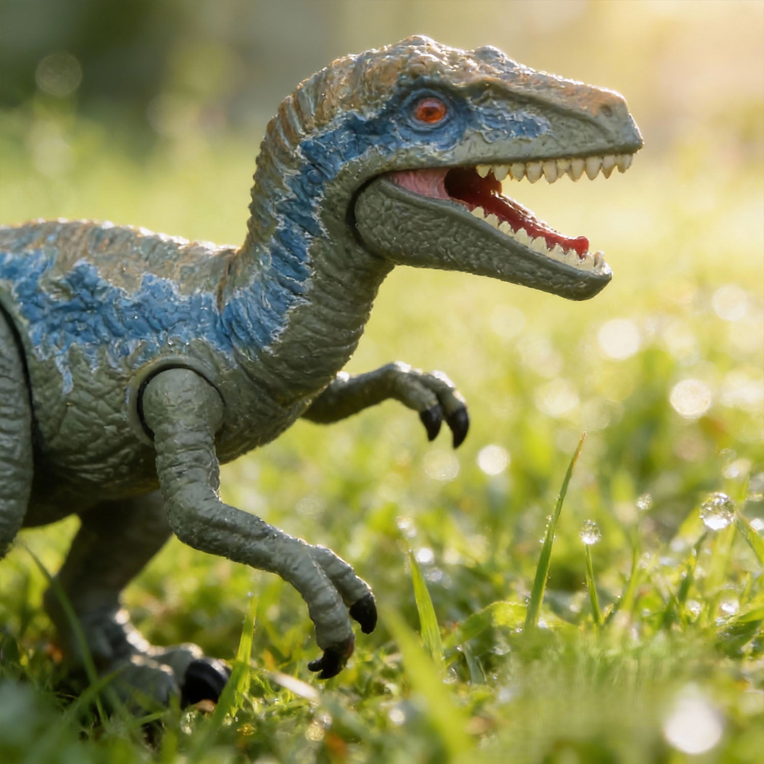 Velociraptor dinosaur toy with movable joints