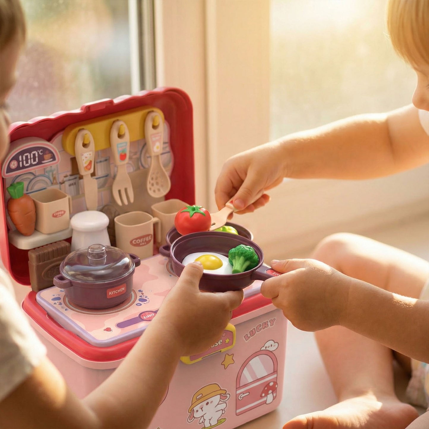 Portable toy kitchen storage box