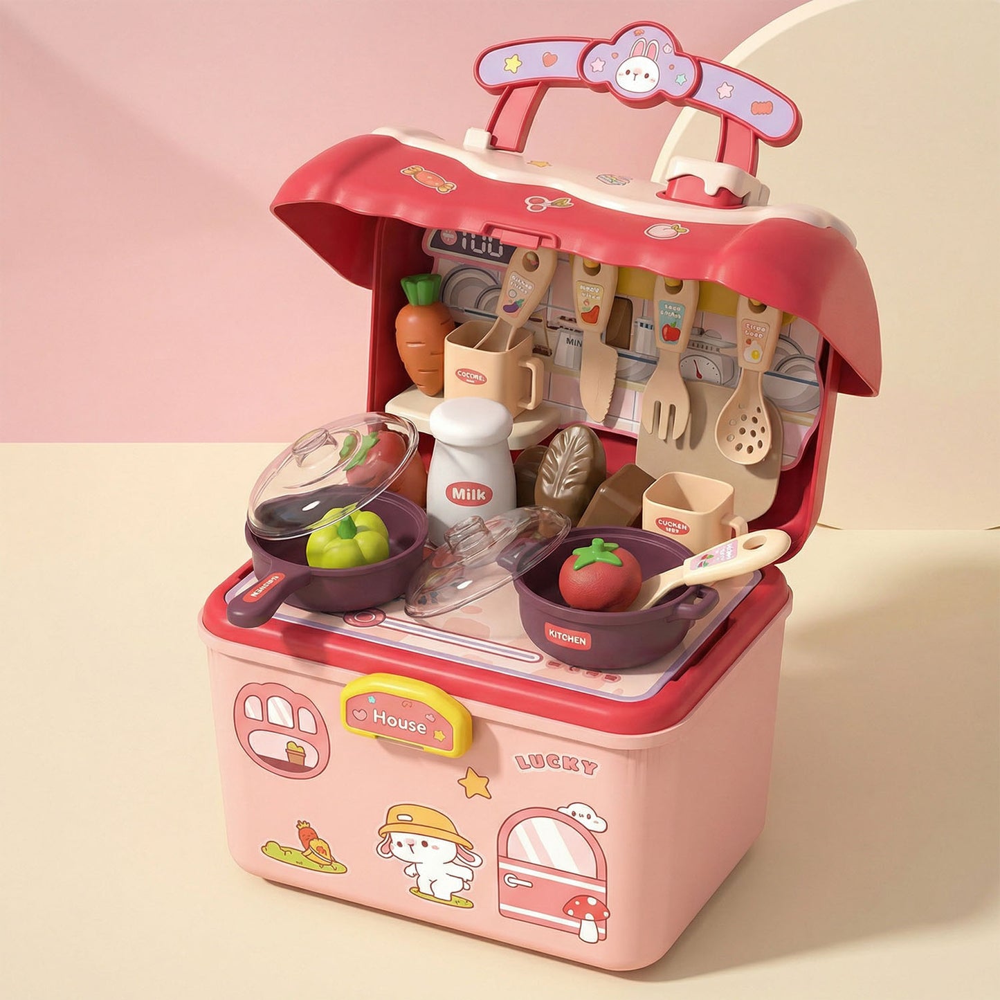 Portable toy kitchen storage box