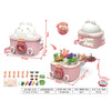 Pink toy kitchen set with measurements and accessories
