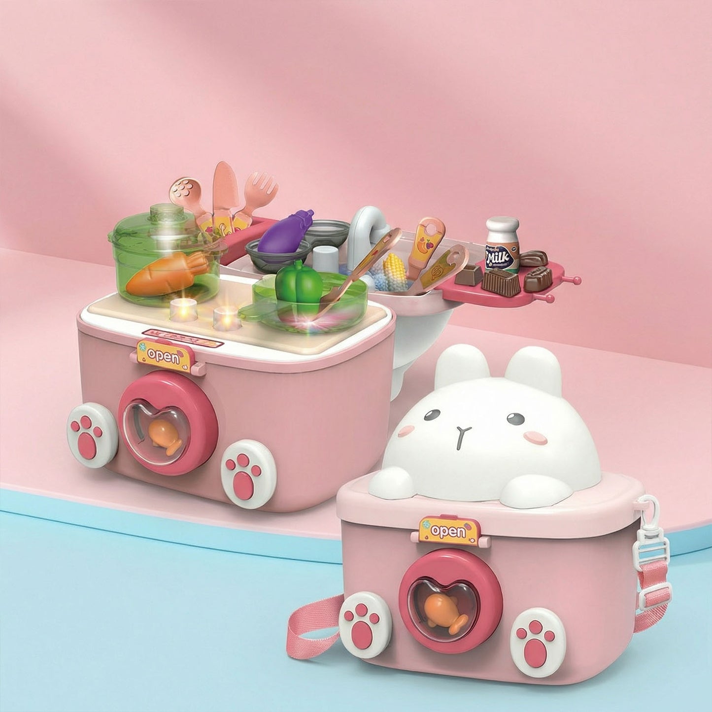 Kids 2 in 1 play kitchen suitcase toy