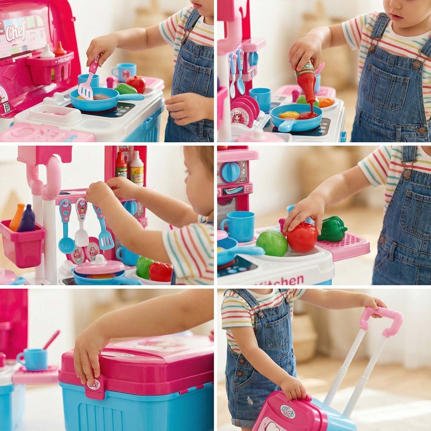 Portable 3 in 1 kids kitchen toy
