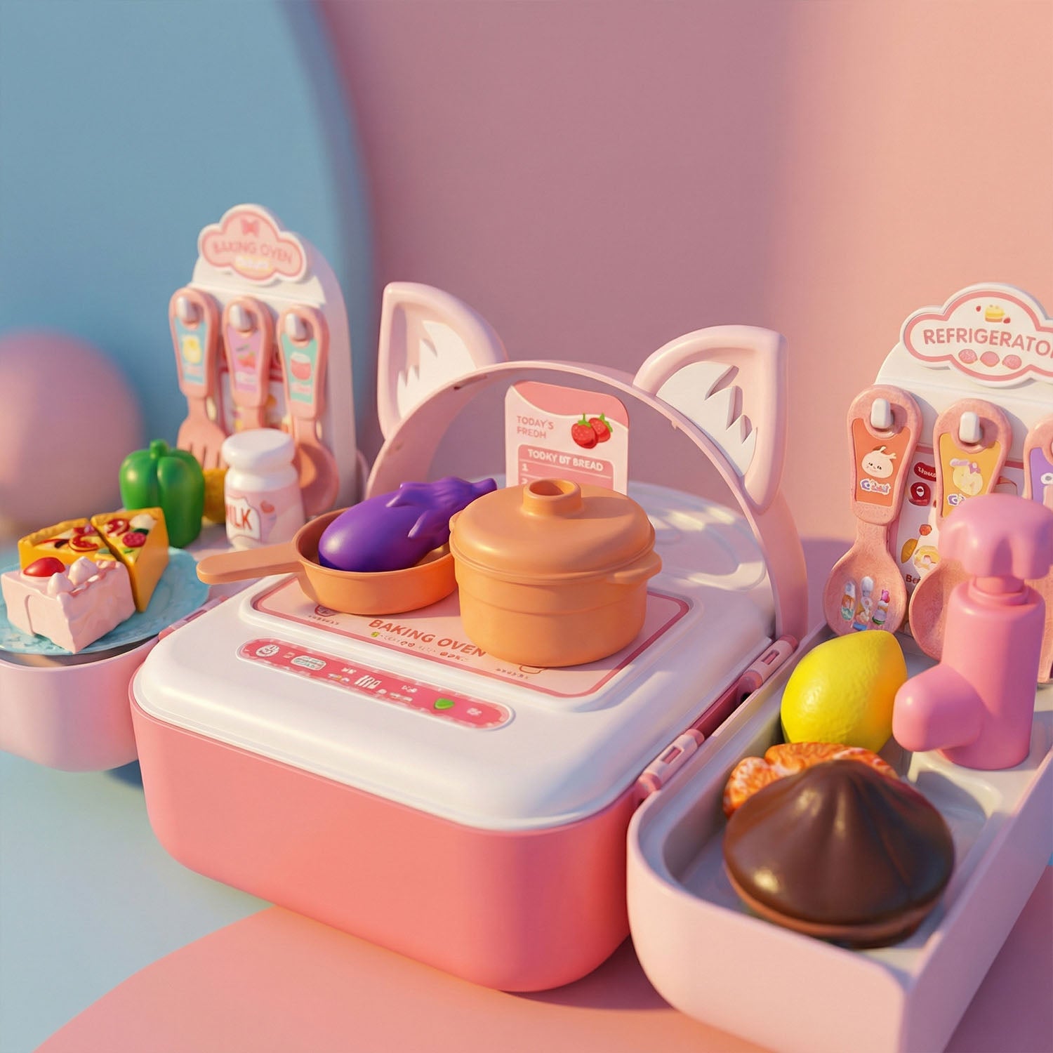 Cute kids kitchen toy backpack