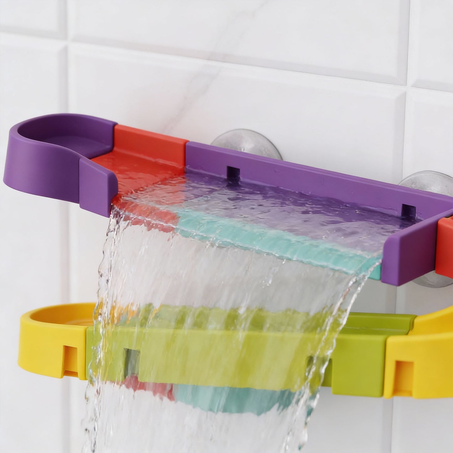 Dinosaur Bath Water Track Toy for Babies and Toddlers – Interactive Suction Cup Waterfall Bath Play Set with Colorful Tracks and Rotating Water Wheels - Qatar