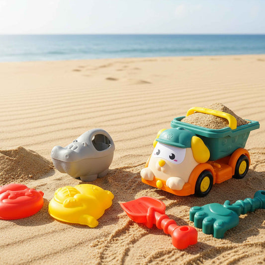Kids Beach Sand Toy Set with Dump Truck – 6pcs