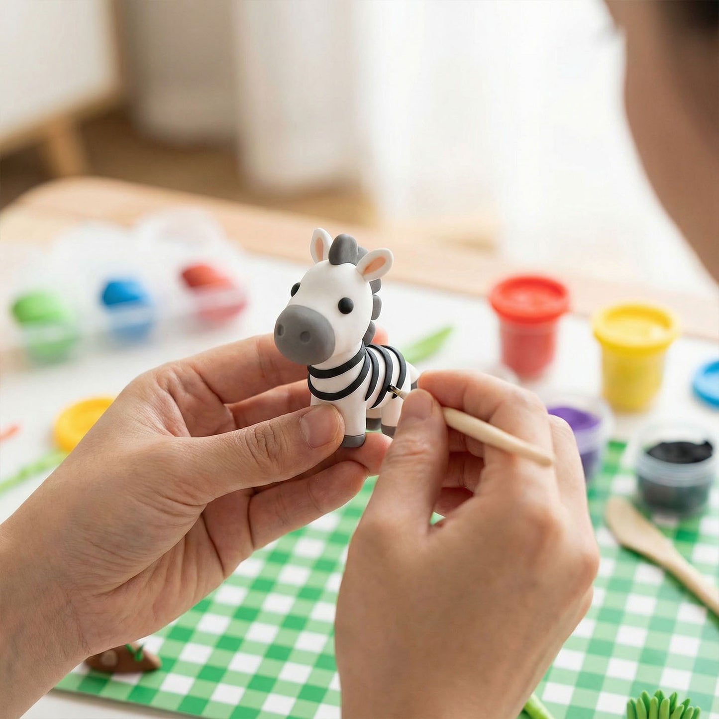 Children modeling clay animal toy set