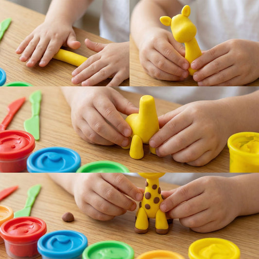 Kids animal color clay playset with animal molds