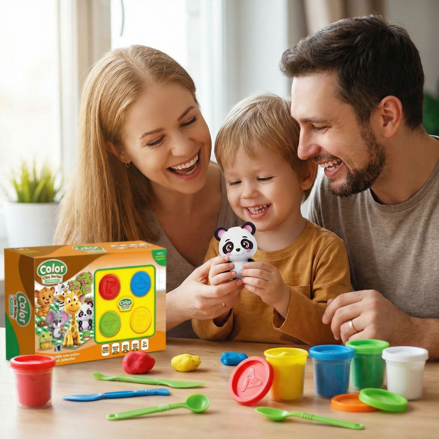 Children modeling clay animal toy set