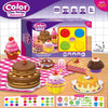 Color Clay Series toy set packaging with toy cakes and tools on a checkered tablecloth.